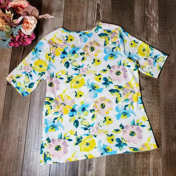 Time and Tru Floral Women's T-Shirt Top Size Large 12-14 NWOT - Picture 10 of 15
